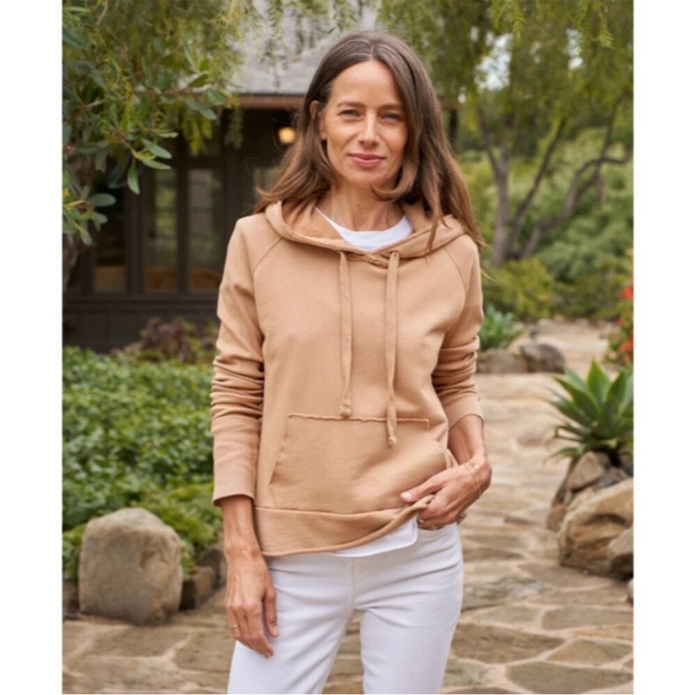 Frank & Eileen Melanie Hooded Essential Cotton Sweatshirt in Camel